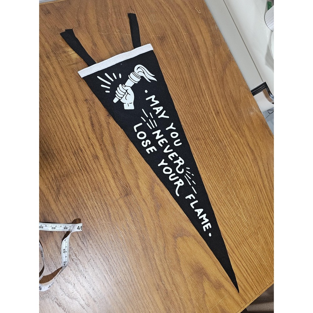 Oxford Pennant Black Torch Triangle Flag May You Never Lose Flame Wall Decor